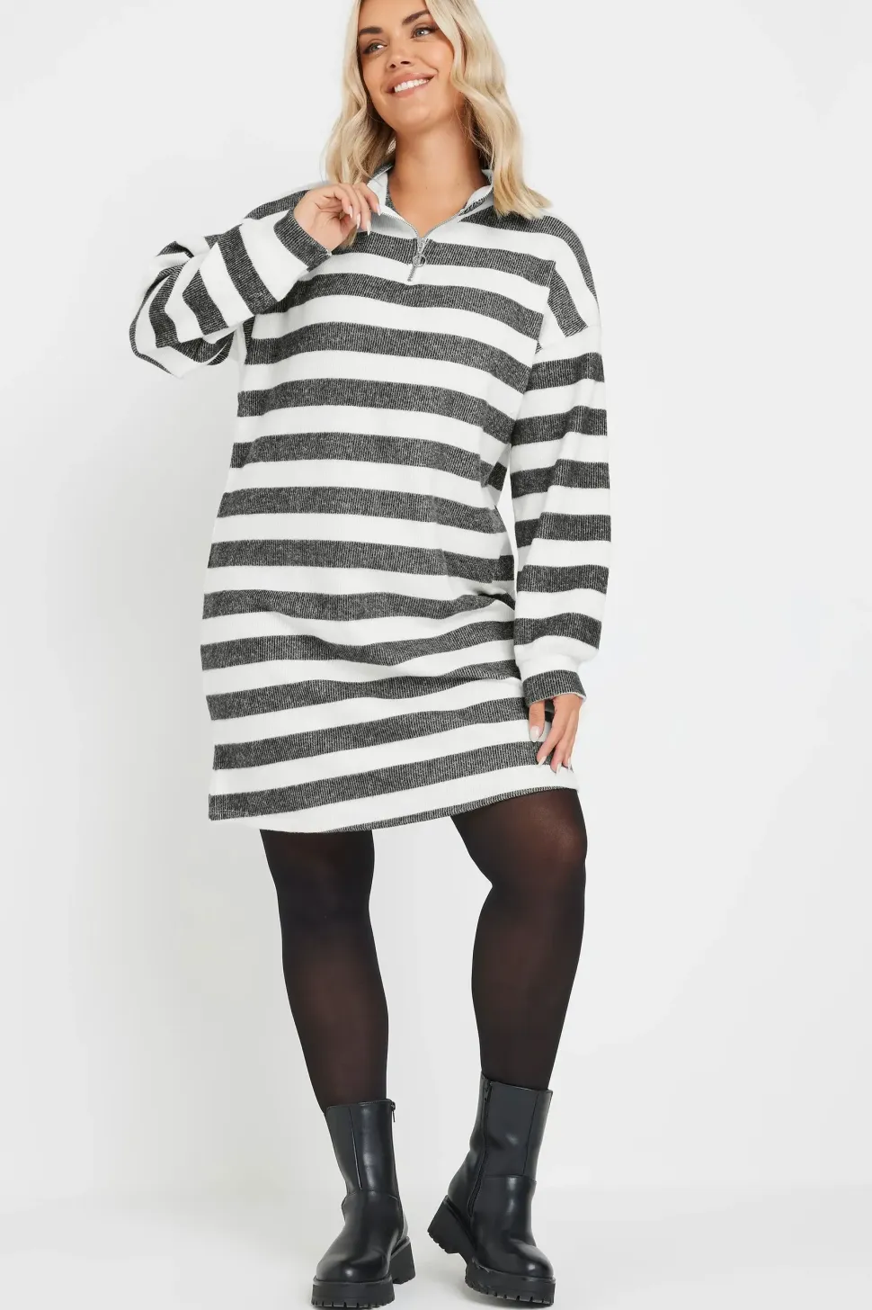 Soft Touch Zip Neck Jumper Dress