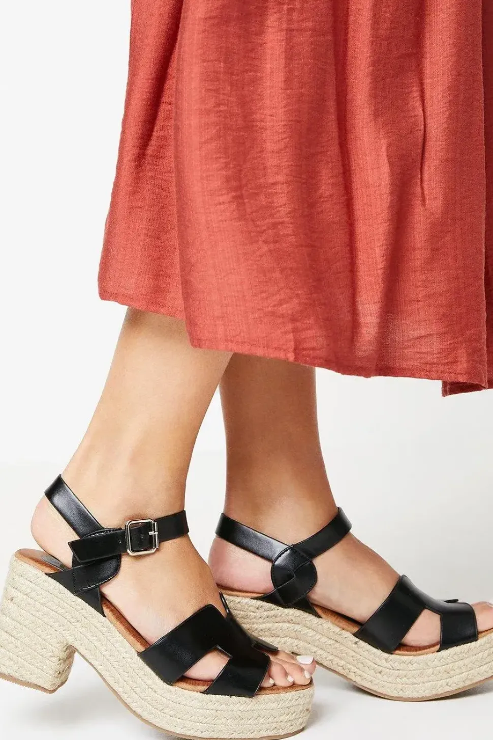 Soleil Platform Espadrille Covered Block Heeled Sandals
