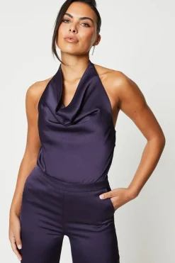 Sophie Habboo Satin Cowl Neck Jumpsuit
