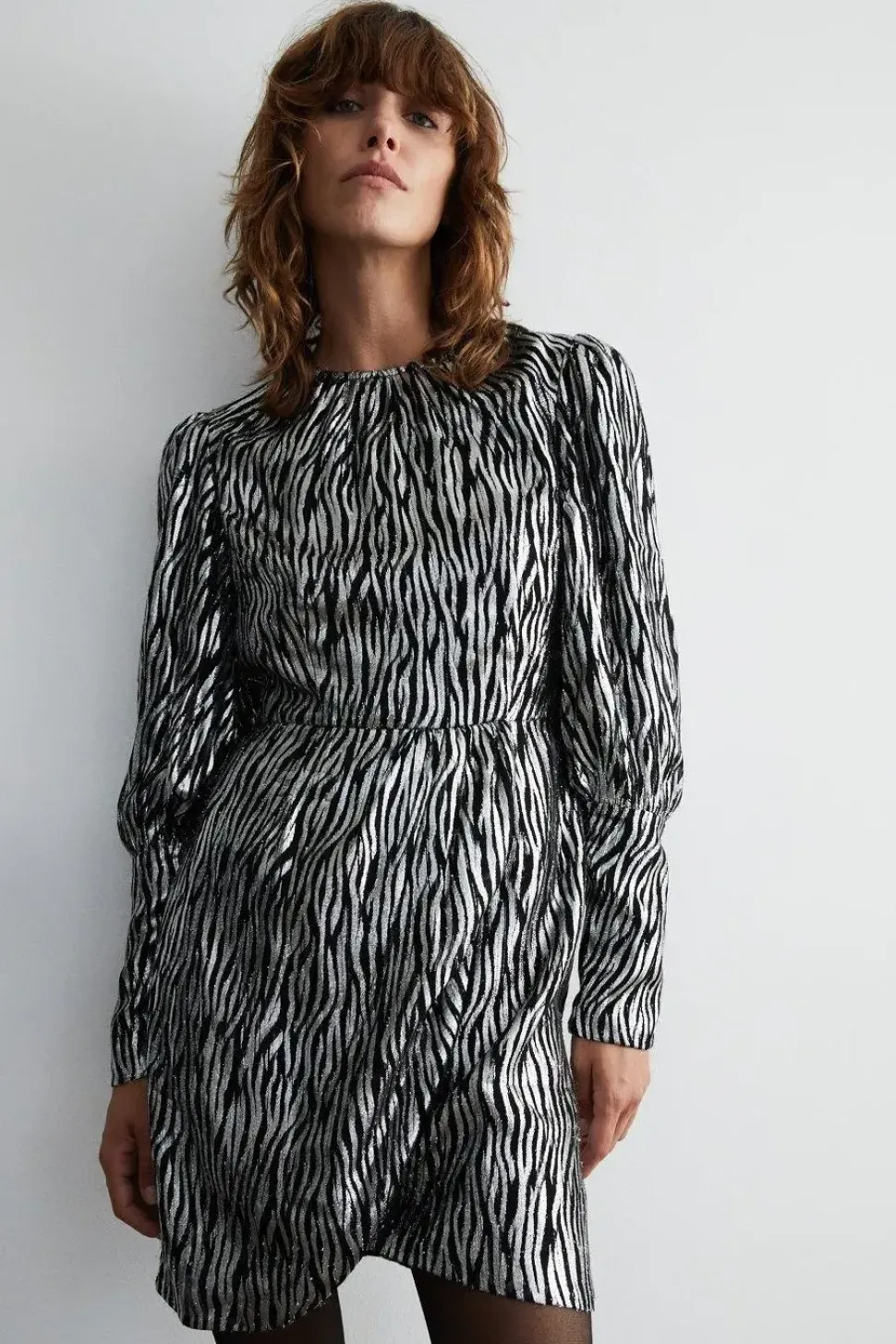 Sparkle Animal Jacquard Wrap Mini Dress