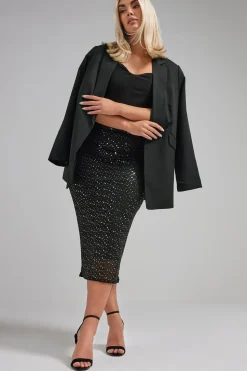 Sparkle Mesh Midi Skirt