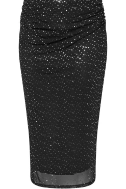Sparkle Mesh Midi Skirt