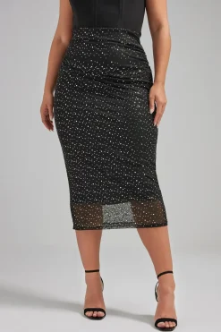 Sparkle Mesh Midi Skirt