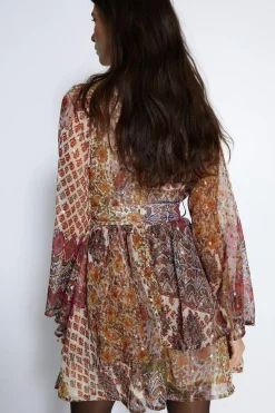 Sparkle Paisley Belted Mini Dress