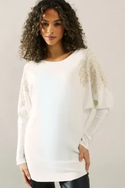 Sparkle Shoulder Detail Crew Neck Jumper