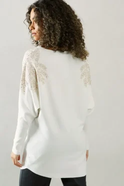 Sparkle Shoulder Detail Crew Neck Jumper