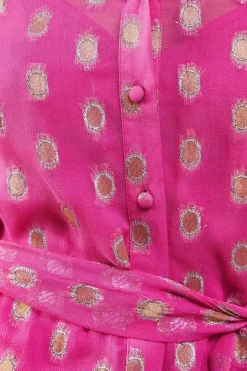 Sparkle Tie Waist Button Through Mini Dress