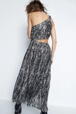 Sparkle Zebra Asymmetric Maxi Dress