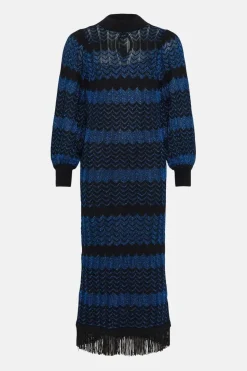 Sparkle Zig Zag Fringe Hem Midi Dress