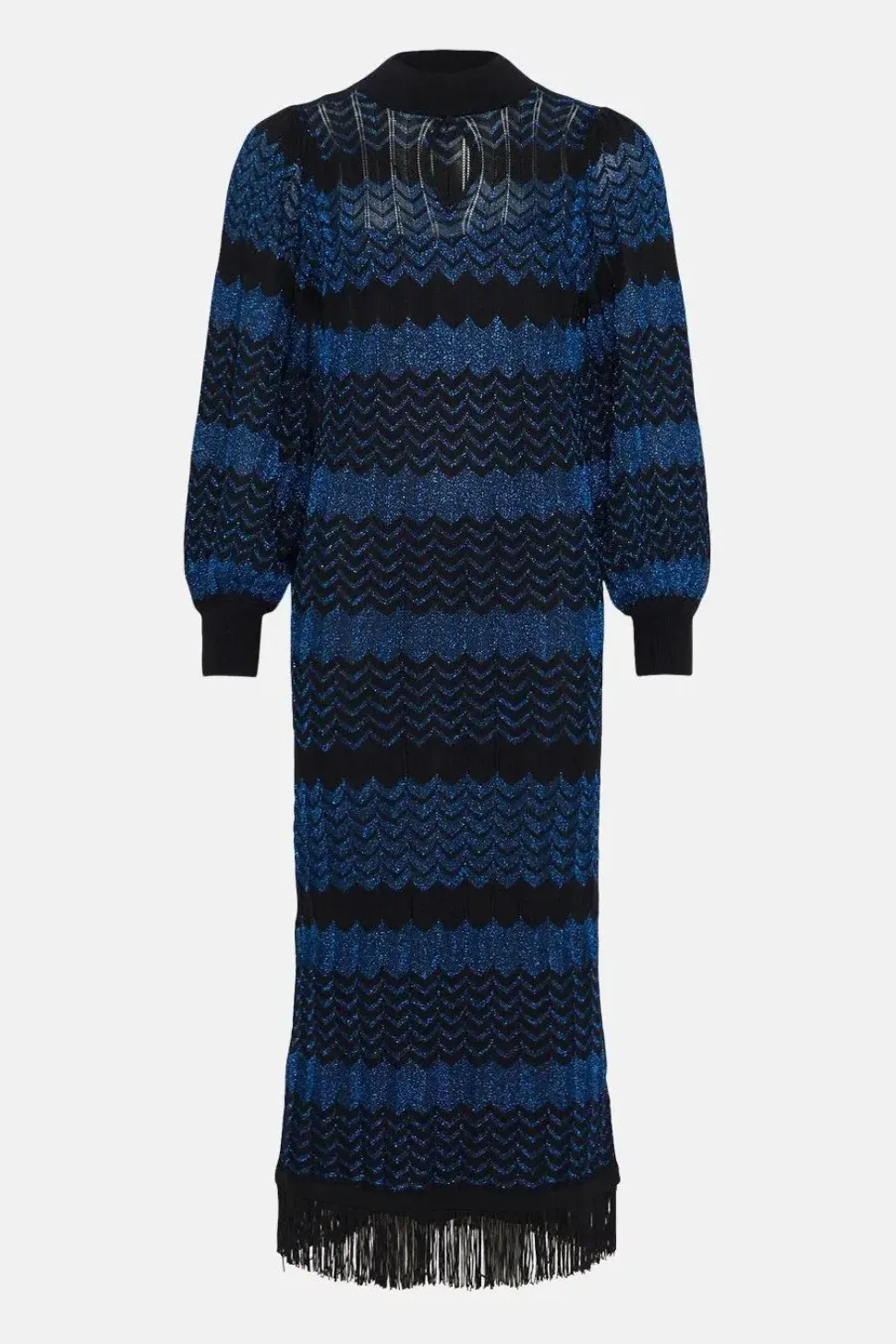 Sparkle Zig Zag Fringe Hem Midi Dress