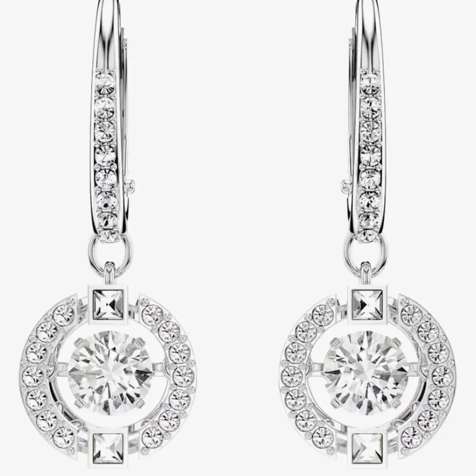 Sparkling Dance White Crystal Dropper Earrings 5504652
