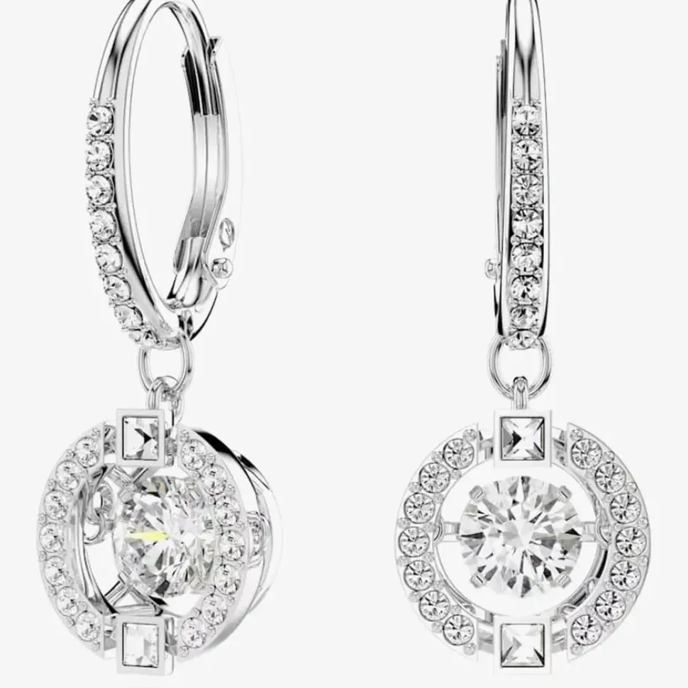 Sparkling Dance White Crystal Dropper Earrings 5504652