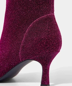 Sparkling Knitted Low-Mid Heel Ankle Boots