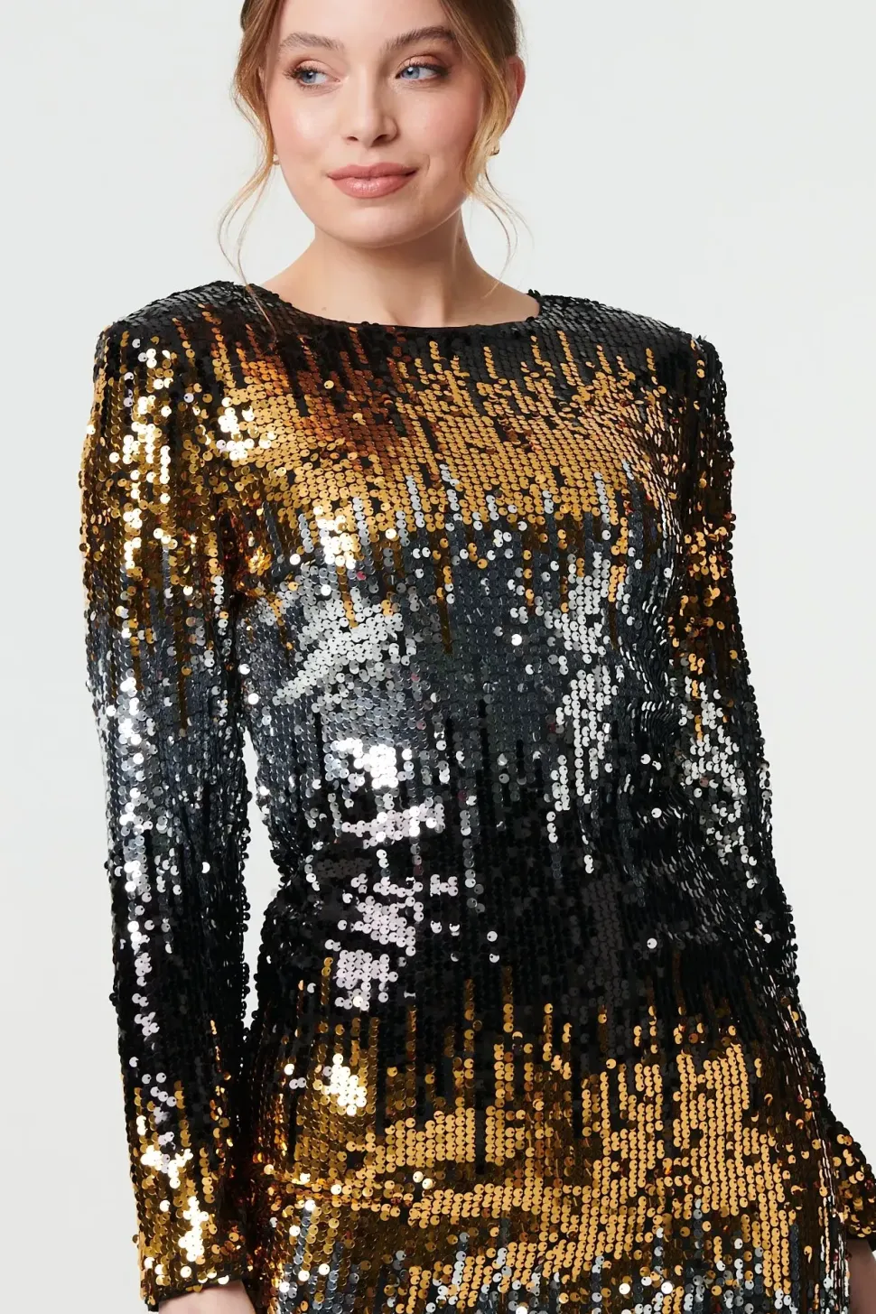 Sparkly Sequin Long Sleeve Mini Dress
