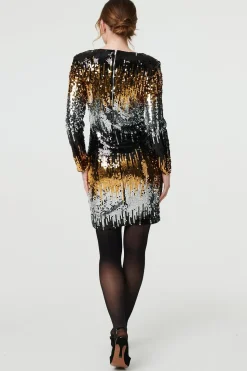 Sparkly Sequin Long Sleeve Mini Dress