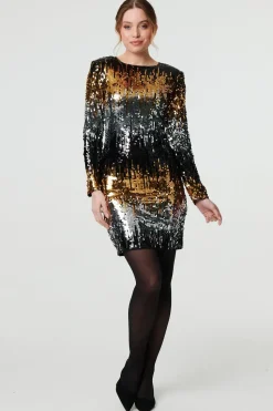 Sparkly Sequin Long Sleeve Mini Dress