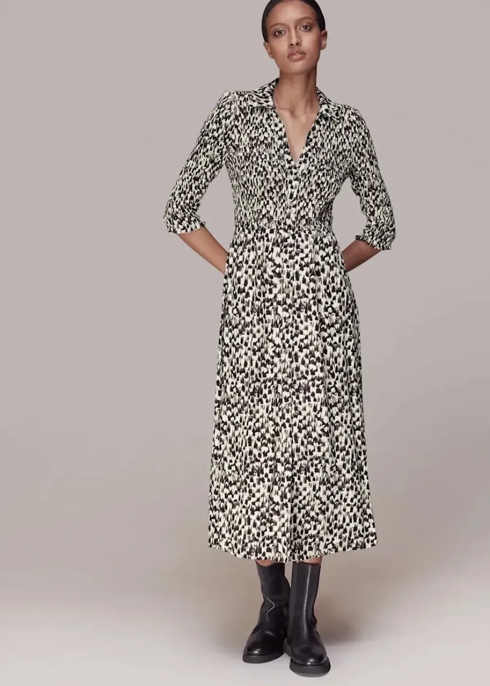 Speeding Squares Shirred Dress-