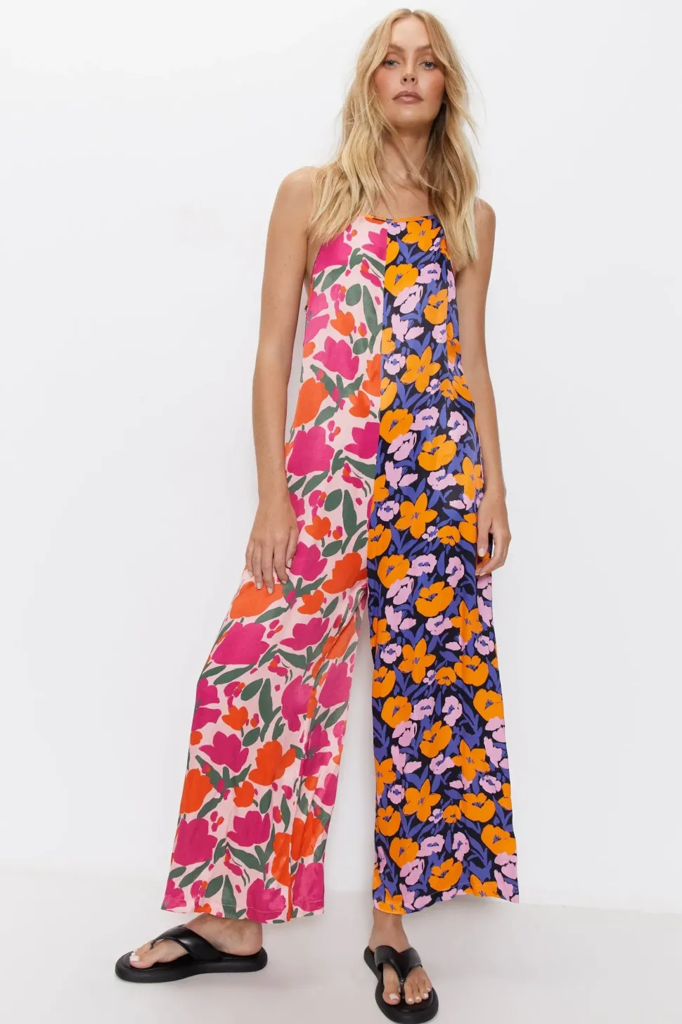 Splice Bright Floral Strappy Jumpsuit
