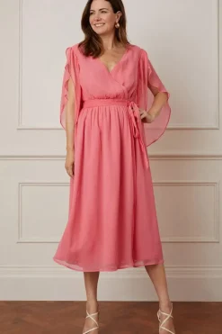Split Sleeve Wrap Midaxi Dress