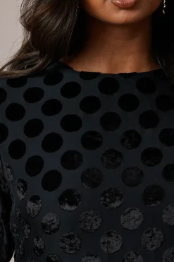Spot Bias Cut Velvet Midi Dress