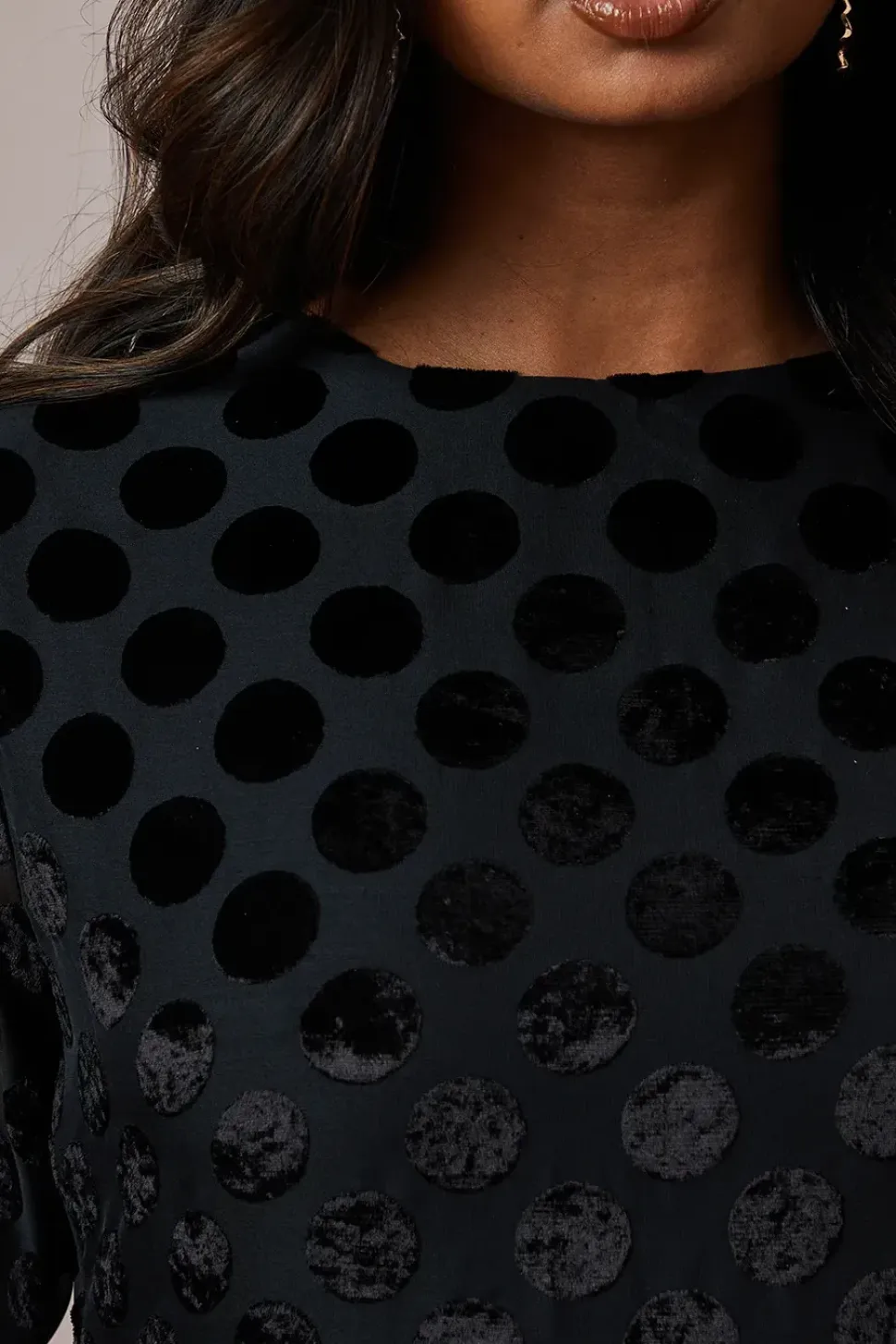 Spot Bias Cut Velvet Midi Dress
