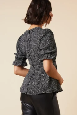 Spot Button Back Tea Blouse