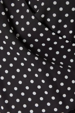 Spot Chiffon Shirred Hem Wrap Blouse