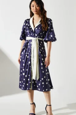 Spot Contrast Collar Dress