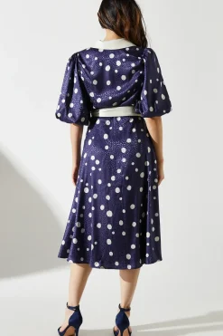 Spot Contrast Collar Dress