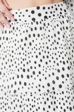 Spot Pleated Tiered Maxi Skirt