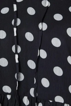 Spot Print Chiffon Ruffle Frill Boho Blouse