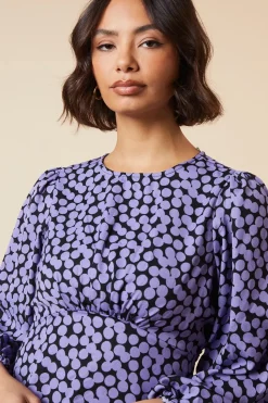 Spot Print Empire Long Sleeve Top