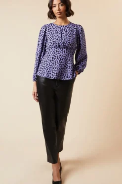 Spot Print Empire Long Sleeve Top