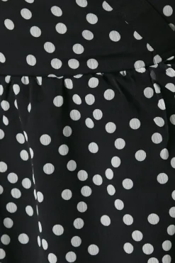 Spot Print Flute Sleeve Wrap Dress