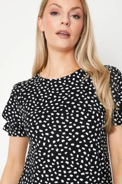 Spot Print Jersey Short Sleeve Shift Dress