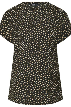 Spot Print Textured Eyelet Top