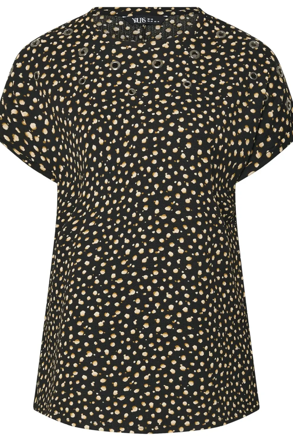 Spot Print Textured Eyelet Top