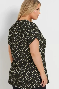 Spot Print Textured Eyelet Top