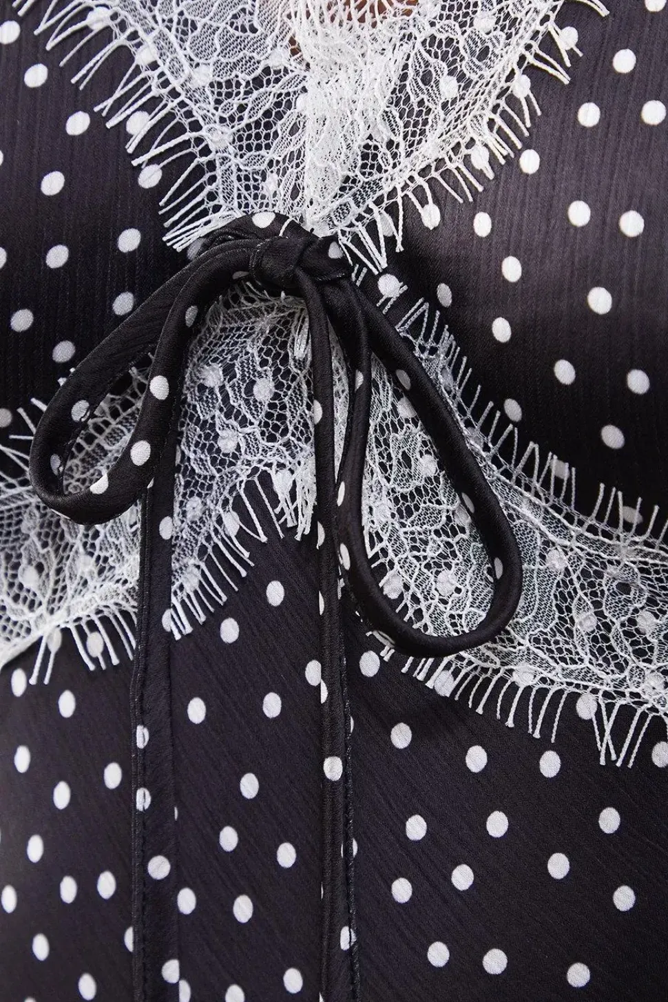 Spot Satin Lace Trim Midaxi Tea Dress