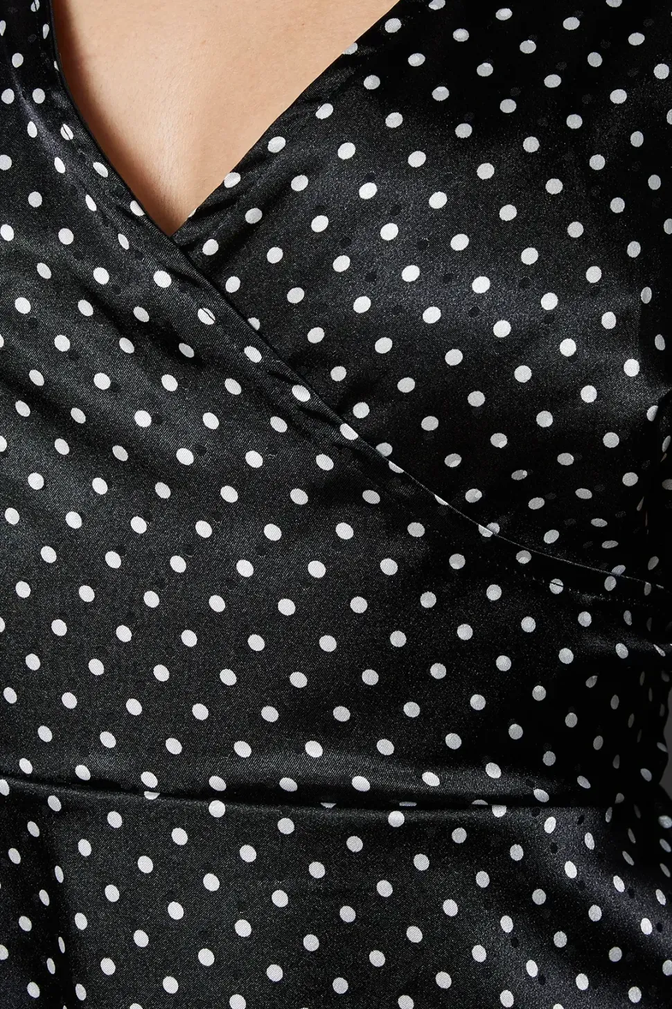 Spot Satin Wrap Mini Dress