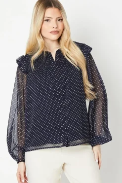 Spot Shirred Yoke Blouse