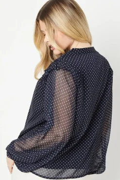 Spot Shirred Yoke Blouse