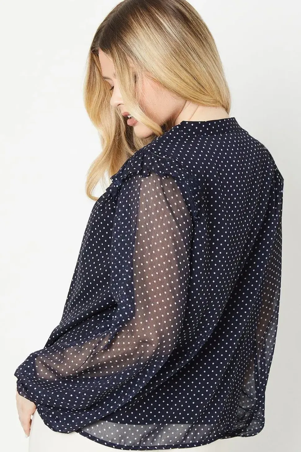 Spot Shirred Yoke Blouse