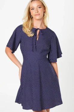 Spot Tie Front Mini Dress
