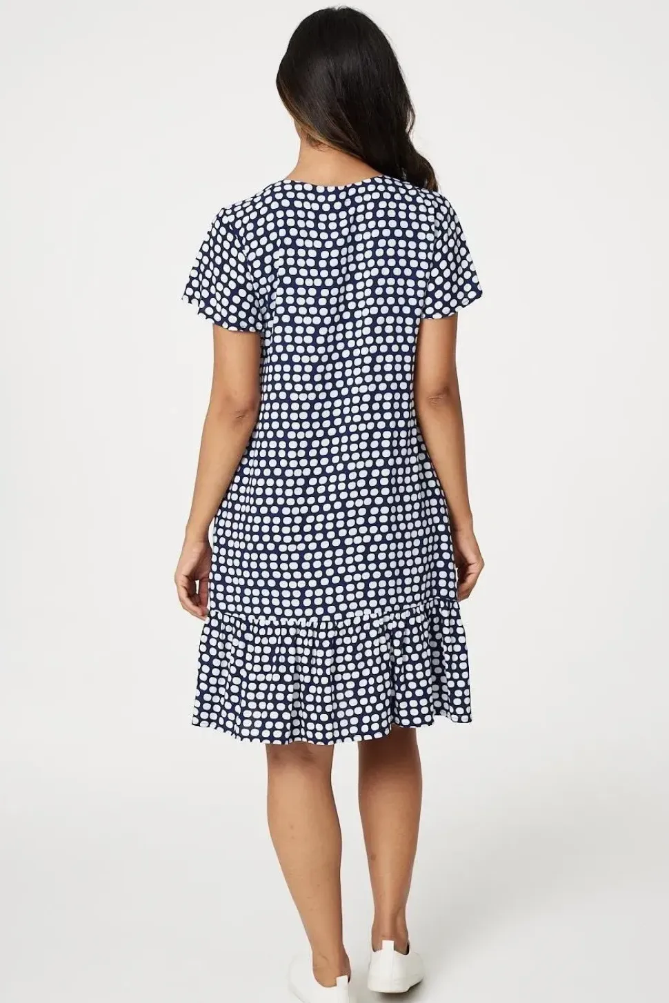 Spotty V-Neck Button Front Dress