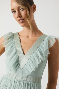 Spring Floral Tiered Mesh Bridesmaid Dress