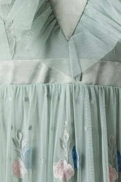 Spring Floral Tiered Mesh Bridesmaid Dress