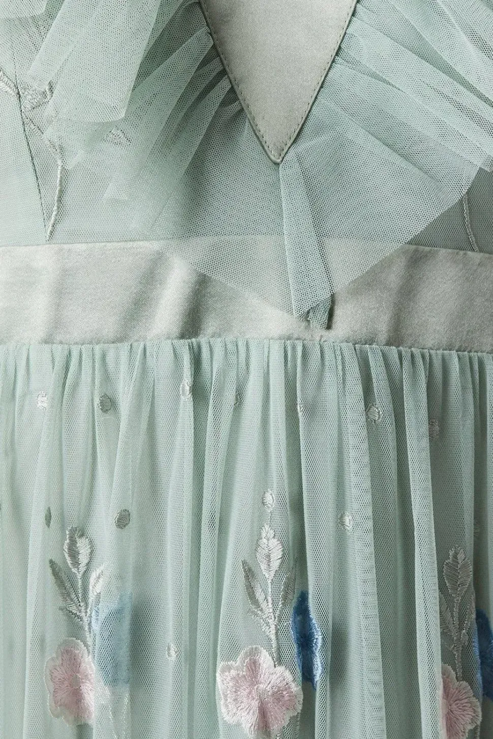 Spring Floral Tiered Mesh Bridesmaid Dress
