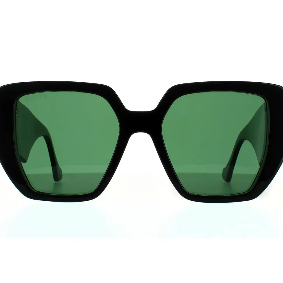 Square Black and Green Swirl Green Sunglasses