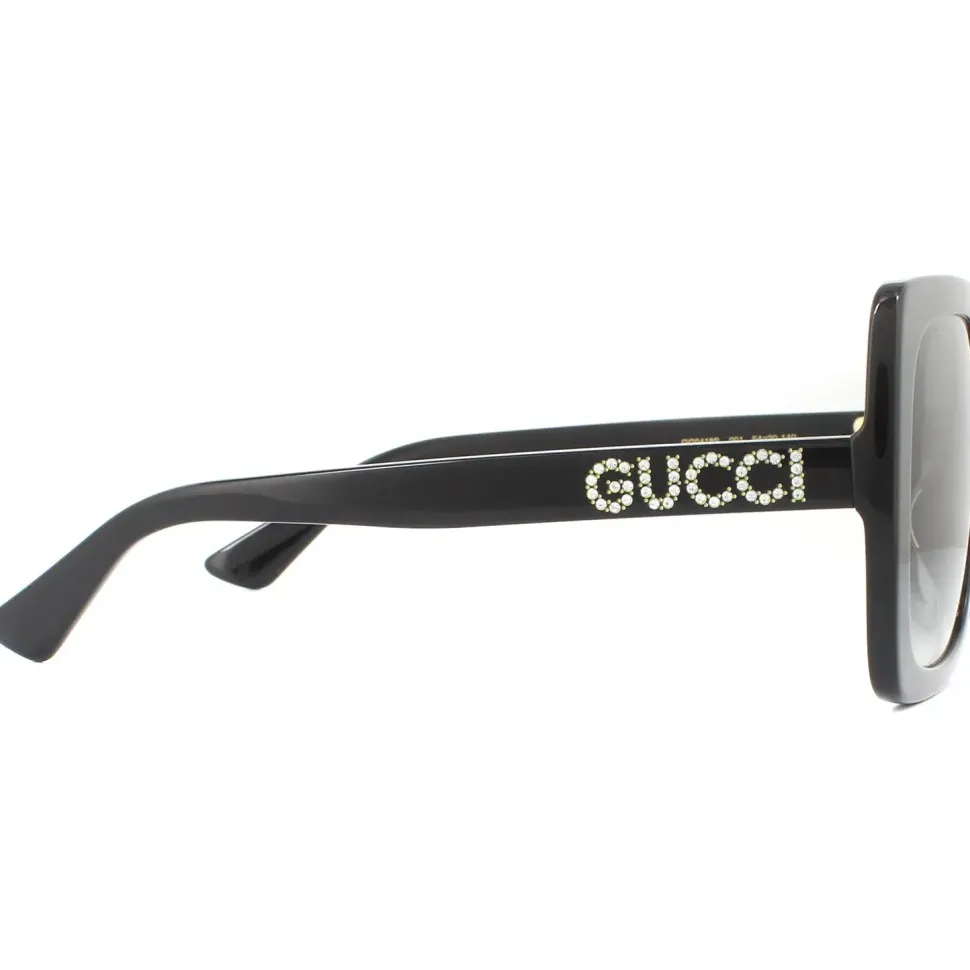 Square Black Green Glitter and Red Green Sunglasses GG0036SN